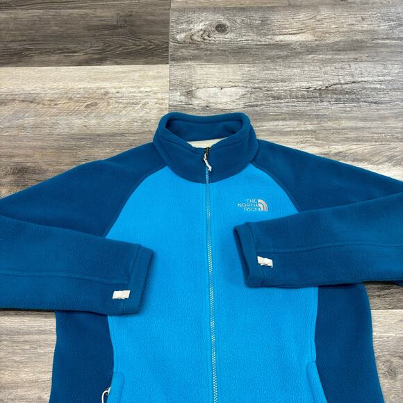 The North Face Teal‎ Blue Womens Large Full Zip Mock Neck Fleece Jacket Gorpcore - Picture 2 of 13